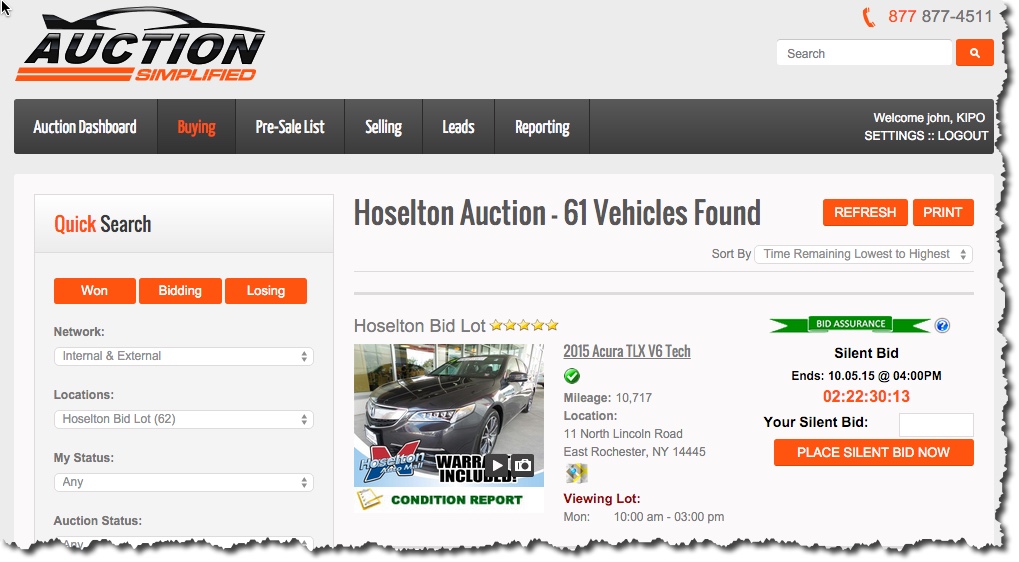 Auction Simplified Screen Shot